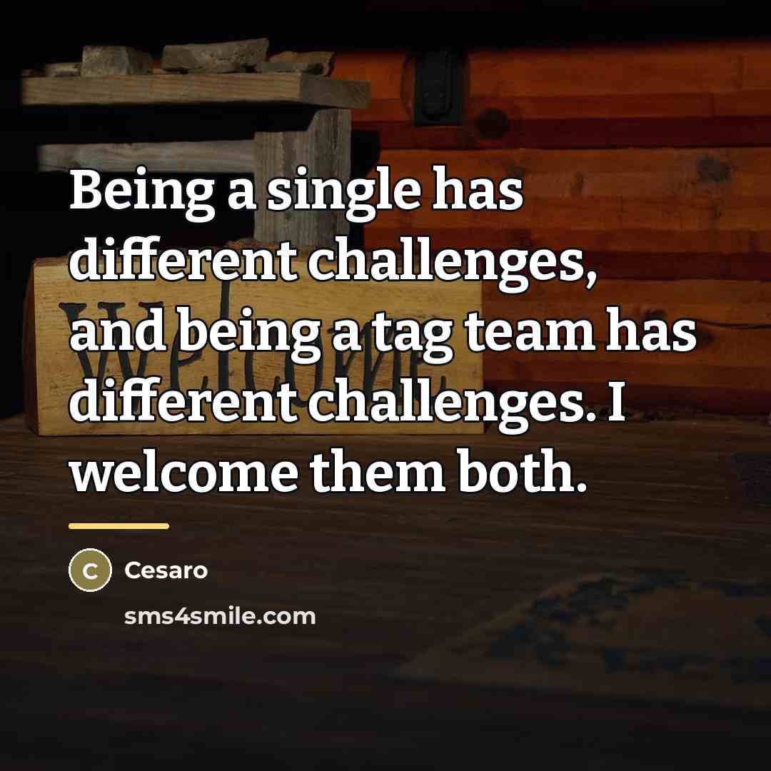“Being a single has different challenges, and being a tag…” quote by Cesaro