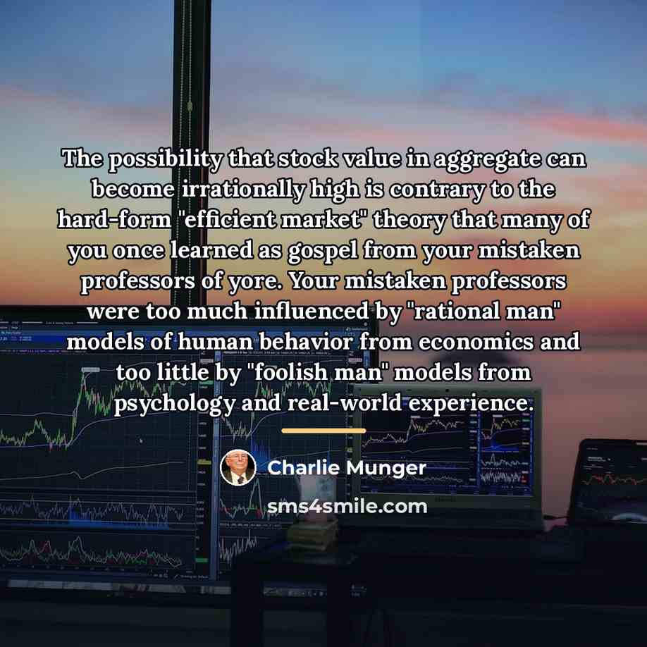 “The possibility that stock value in aggregate can become irrationally…” quote by Charlie Munger