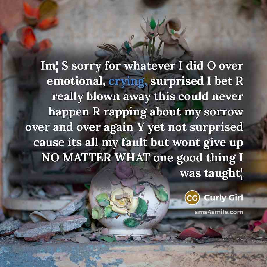 “Im¦ S sorry for whatever I did O over emotional,…” quote by Curly Girl