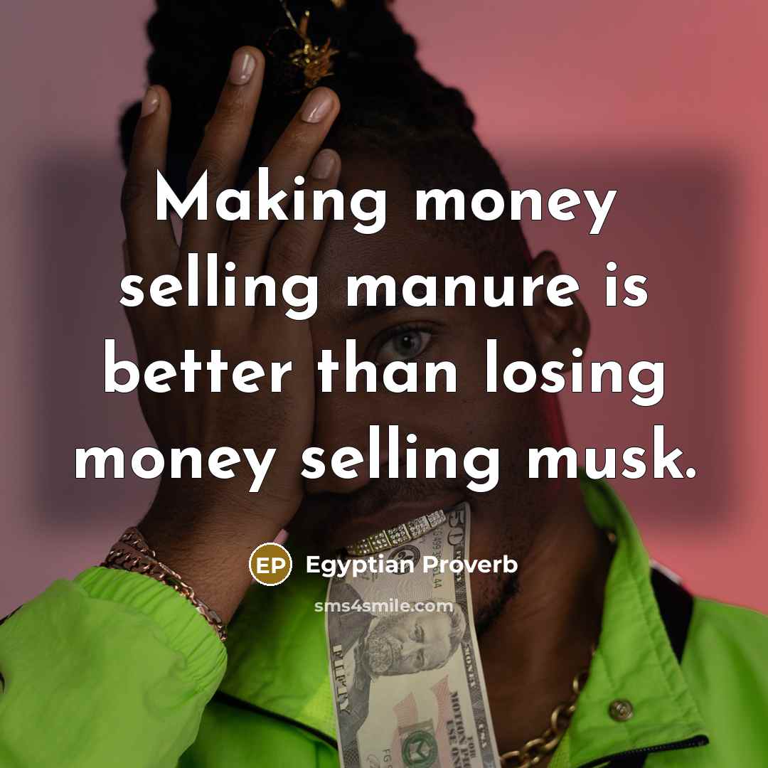 “Making money selling manure is better than losing money selling…” quote by Egyptian Proverb