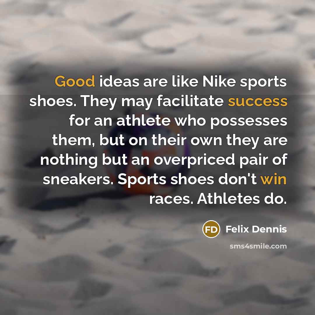 “Good ideas are like Nike sports shoes. They may facilitate…” quote by Felix Dennis
