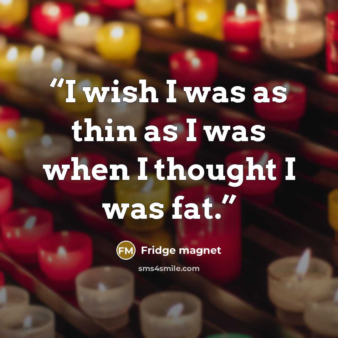 “I wish I was as thin as I was when I thought I was fat.” quote by Fridge magnet