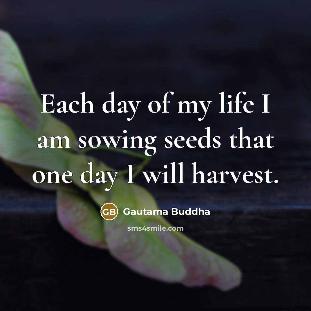 “Each day of my life I am sowing seeds that…” quote by Gautama Buddha