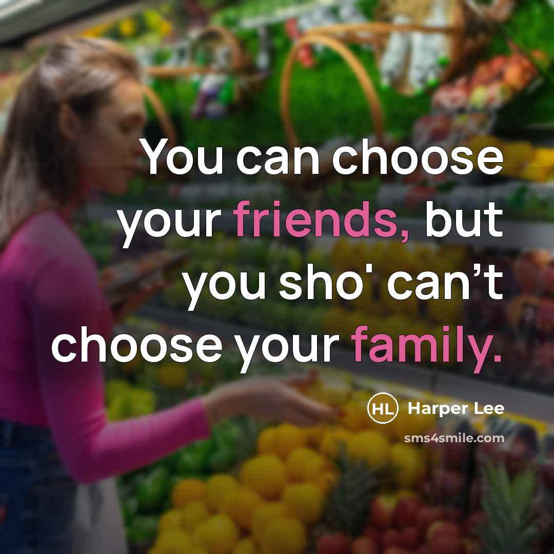 “You can choose your friends, but you sho' can't choose your family.” quote by Harper Lee
