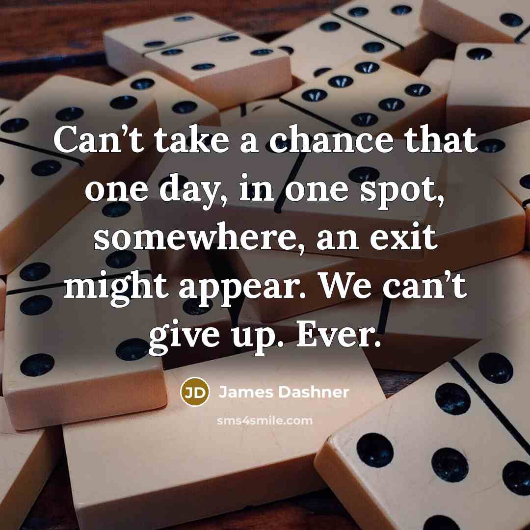 “Can’t take a chance that one day, in one spot,…” quote by James Dashner