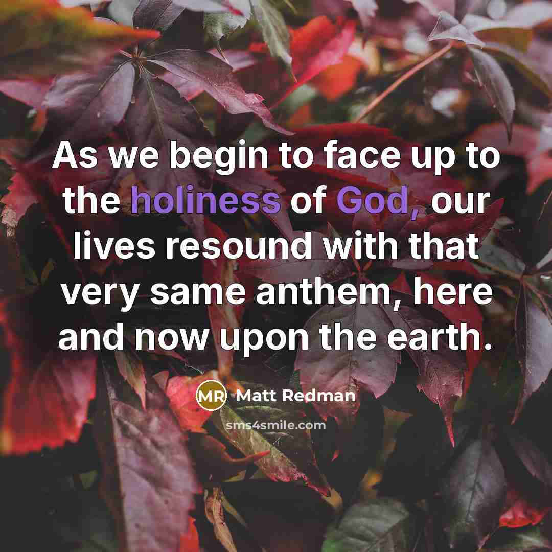 “As we begin to face up to the holiness of…” quote by Matt Redman