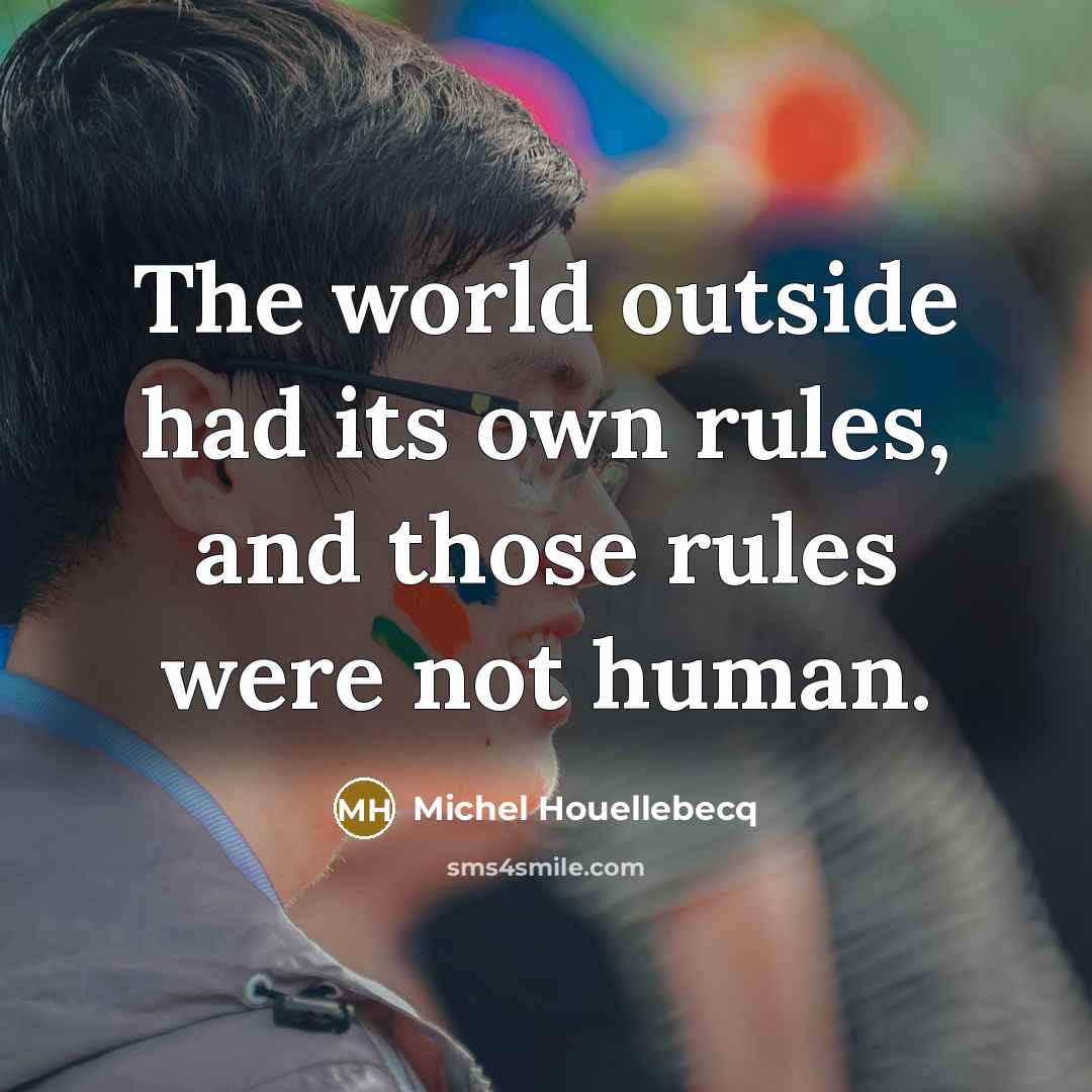 “The world outside had its own rules, and those rules…” quote by Michel Houellebecq