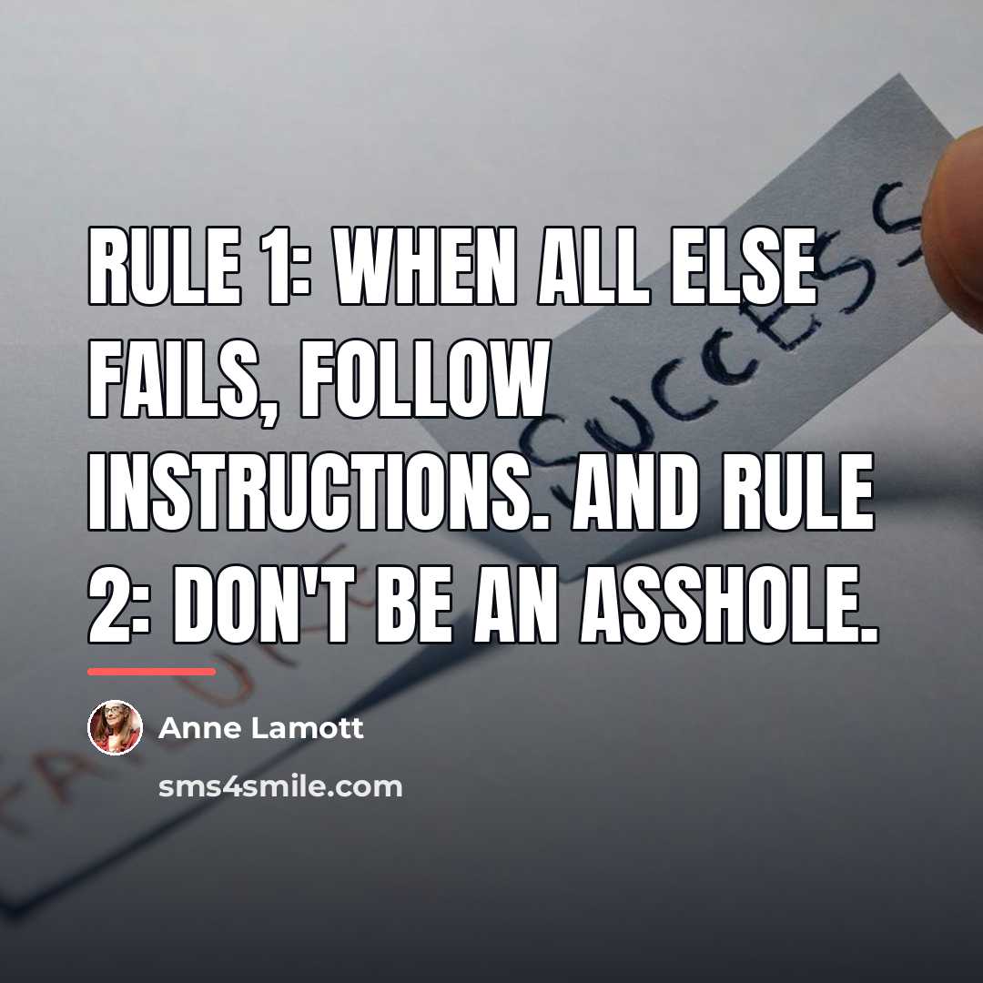 “Rule 1: When all else fails, follow instructions. And Rule…” quote by Anne Lamott