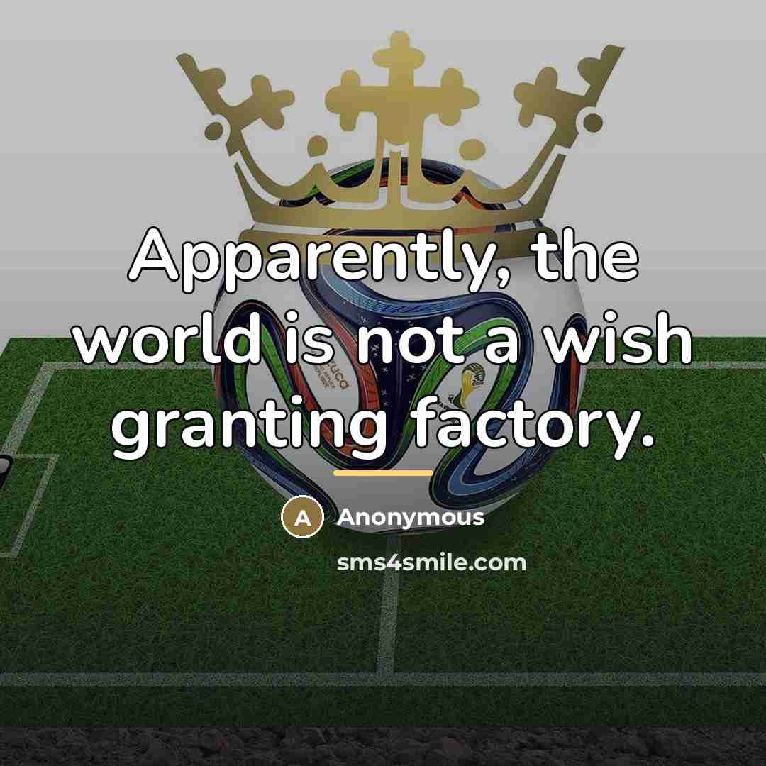 “Apparently, the world is not a wish granting factory.…” quote by Anonymous
