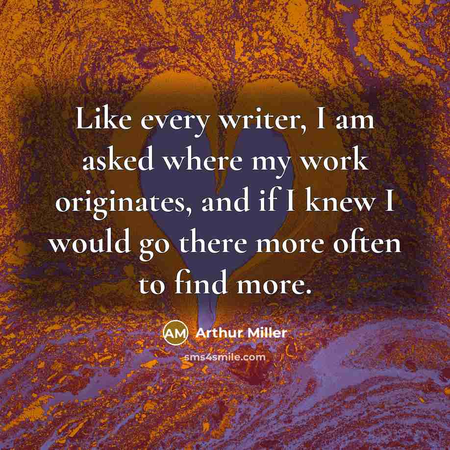 “Like every writer, I am asked where my work originates,…” quote by Arthur Miller