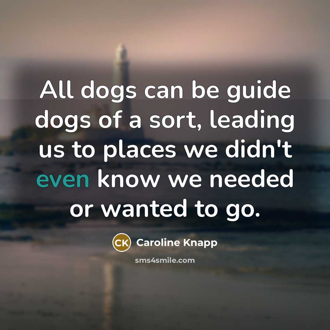 “All dogs can be guide dogs of a sort, leading…” quote by Caroline Knapp