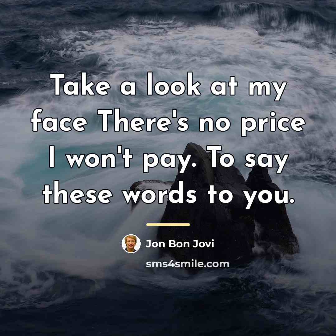 “Take a look at my face There's no price I…” quote by Jon Bon Jovi