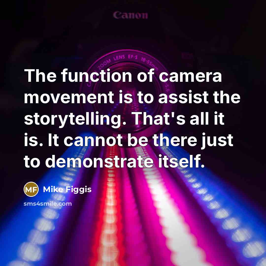 “The function of camera movement is to assist the storytelling.…” quote by Mike Figgis