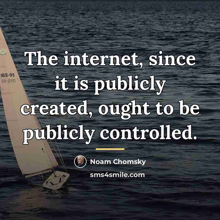 “The internet, since it is publicly created, ought to be…” quote by Noam Chomsky