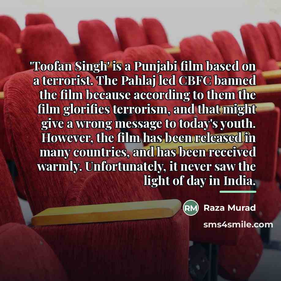 “'Toofan Singh' is a Punjabi film based on a terrorist.…” quote by Raza Murad