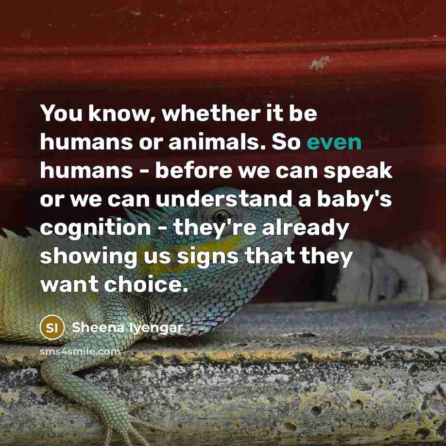 “You know, whether it be humans or animals. So even…” quote by Sheena Iyengar