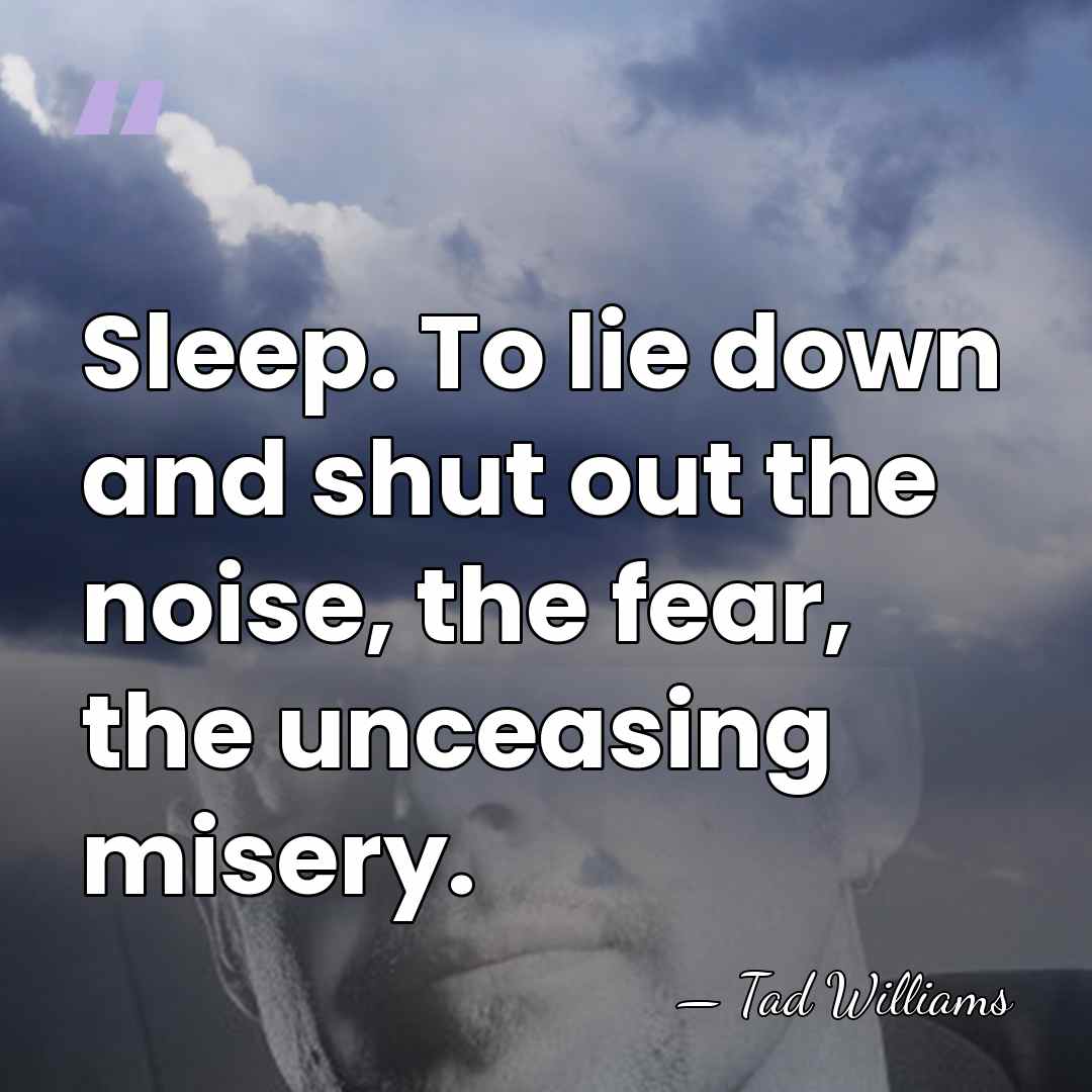 Sleep. To lie down and shut out the noise, the fear, the&hellip; - Tad Williams