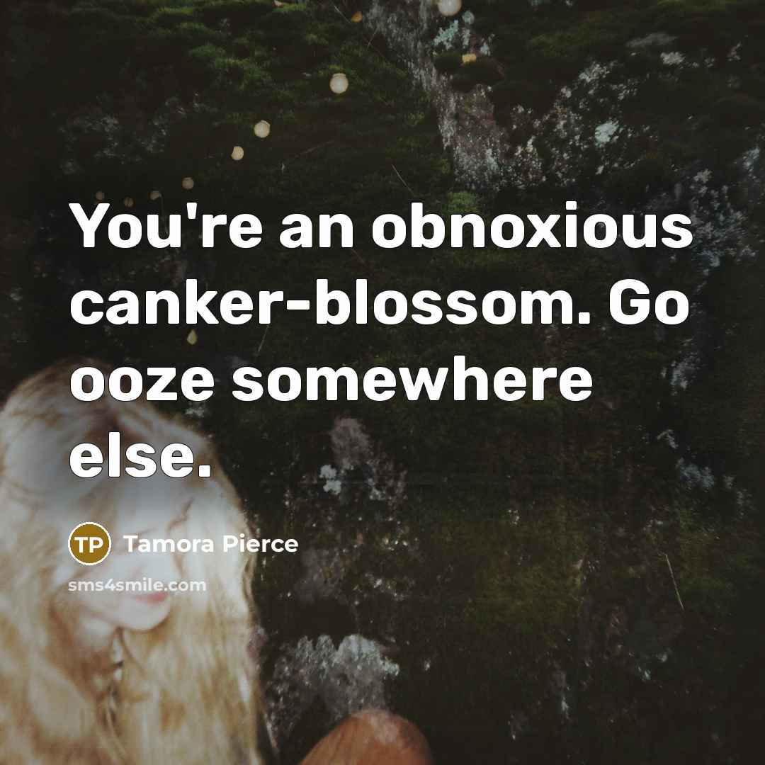 “You're an obnoxious canker-blossom. Go ooze somewhere else.…” quote by Tamora Pierce