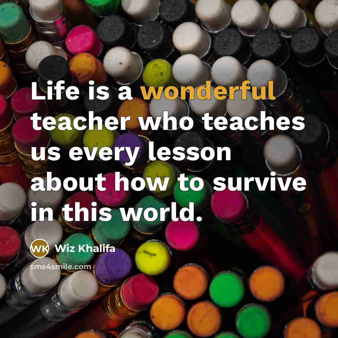 “Life is a wonderful teacher who teaches us every lesson about how to survive in this world.” quote by Wiz Khalifa