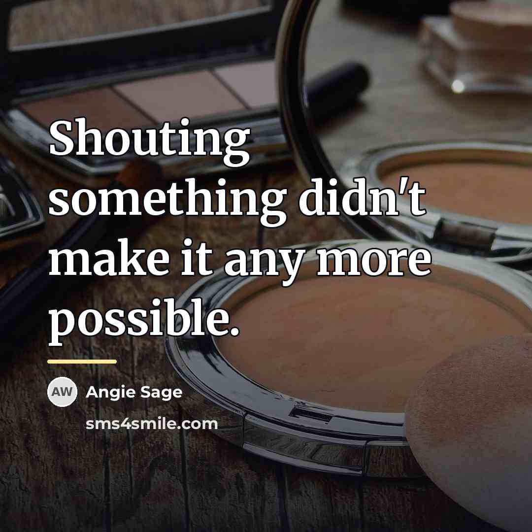 “Shouting something didn't make it any more possible.…” quote by Angie Sage
