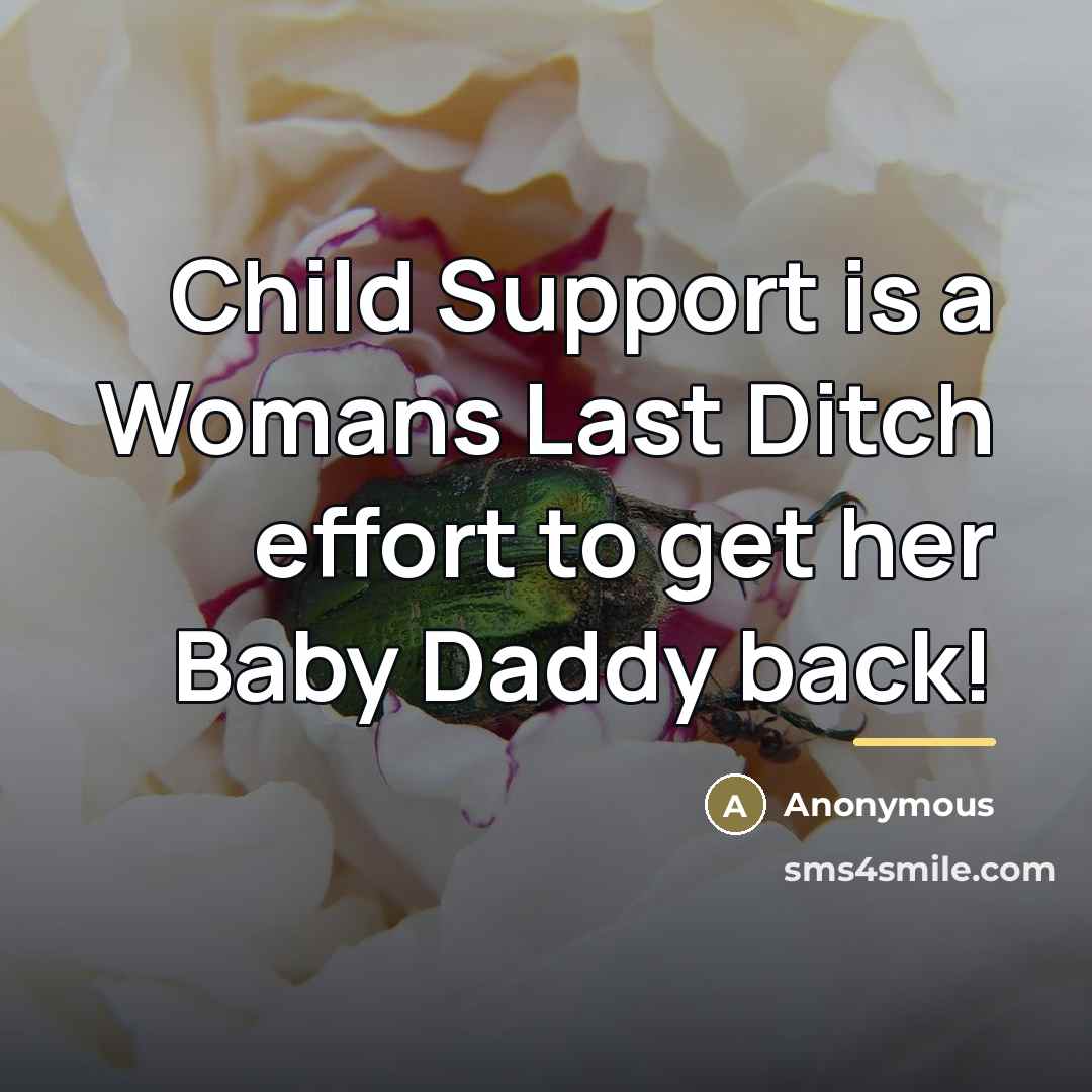 “Child Support is a Womans Last Ditch effort to get…” quote by Anonymous