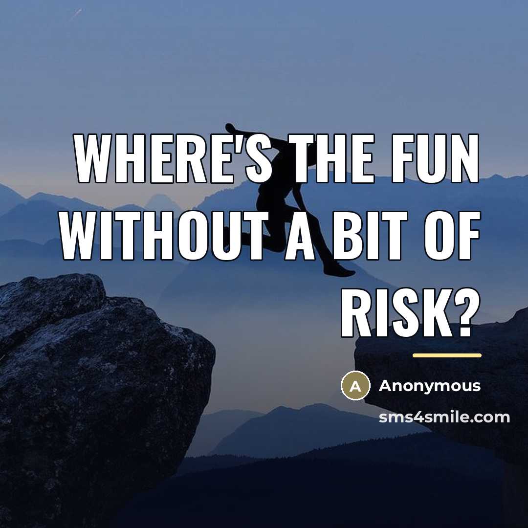 “Where's the fun without a bit of risk?…” quote by Anonymous