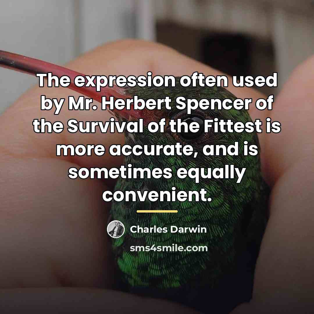 “The expression often used by Mr. Herbert Spencer of the…” quote by Charles Darwin
