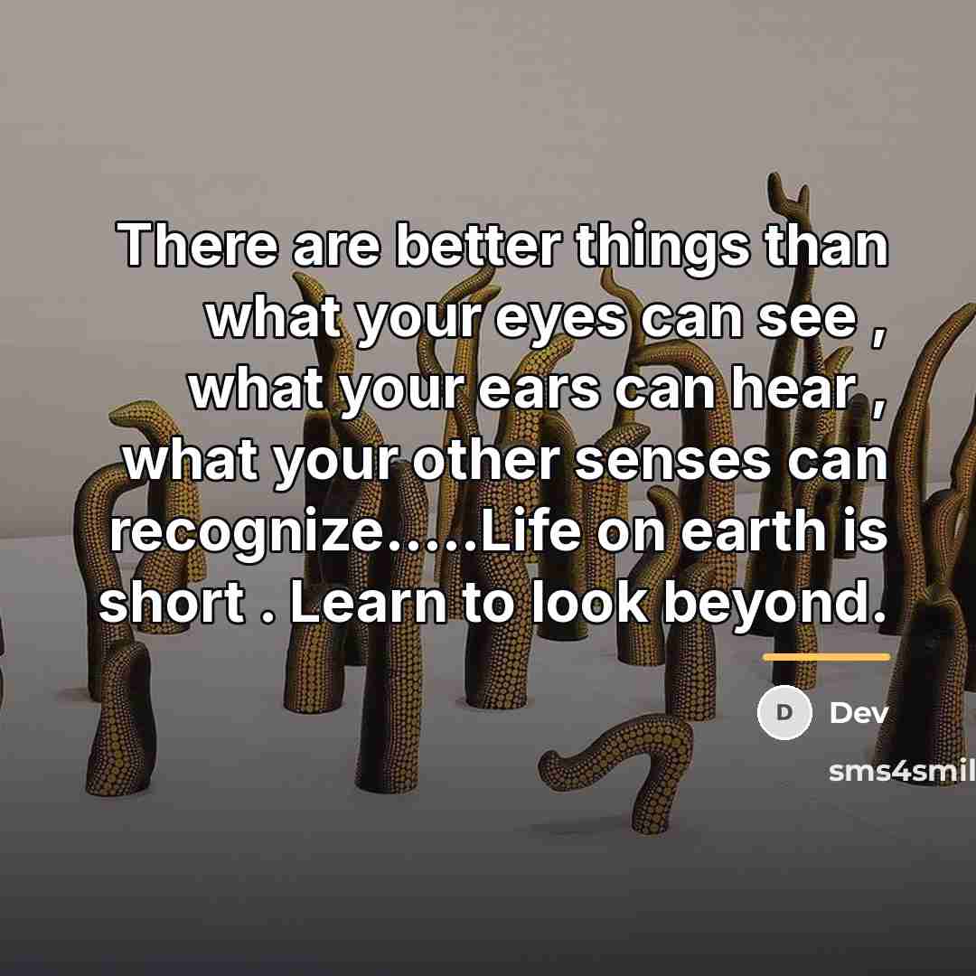 “There are better things than what your eyes can see…” quote by Dev