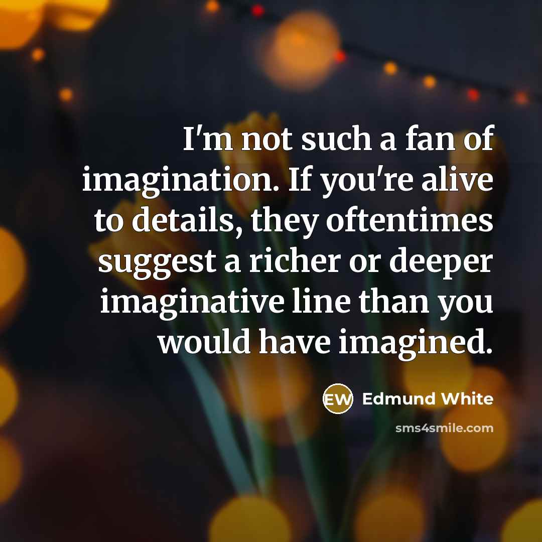 “I'm not such a fan of imagination. If you're alive…” quote by Edmund White