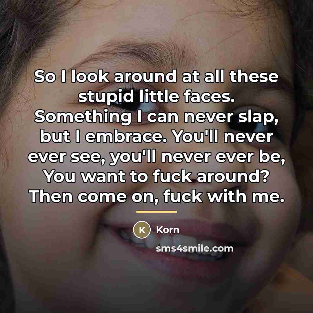 “So I look around at all these stupid little faces.…” quote by Korn