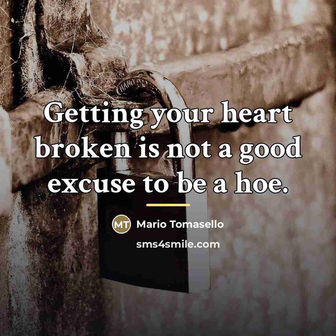 “Getting your heart broken is not a good excuse to…” quote by Mario Tomasello