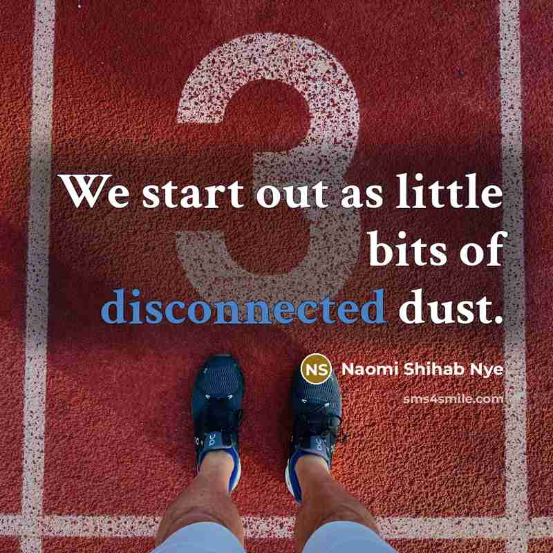 “We start out as little bits of disconnected dust.…” quote by Naomi Shihab Nye