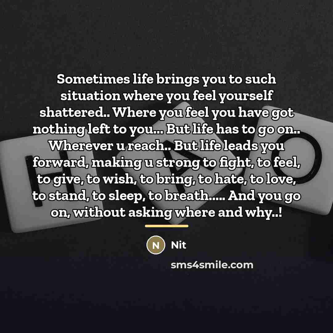 “Sometimes life brings you to such situation where you feel…” quote by Nit