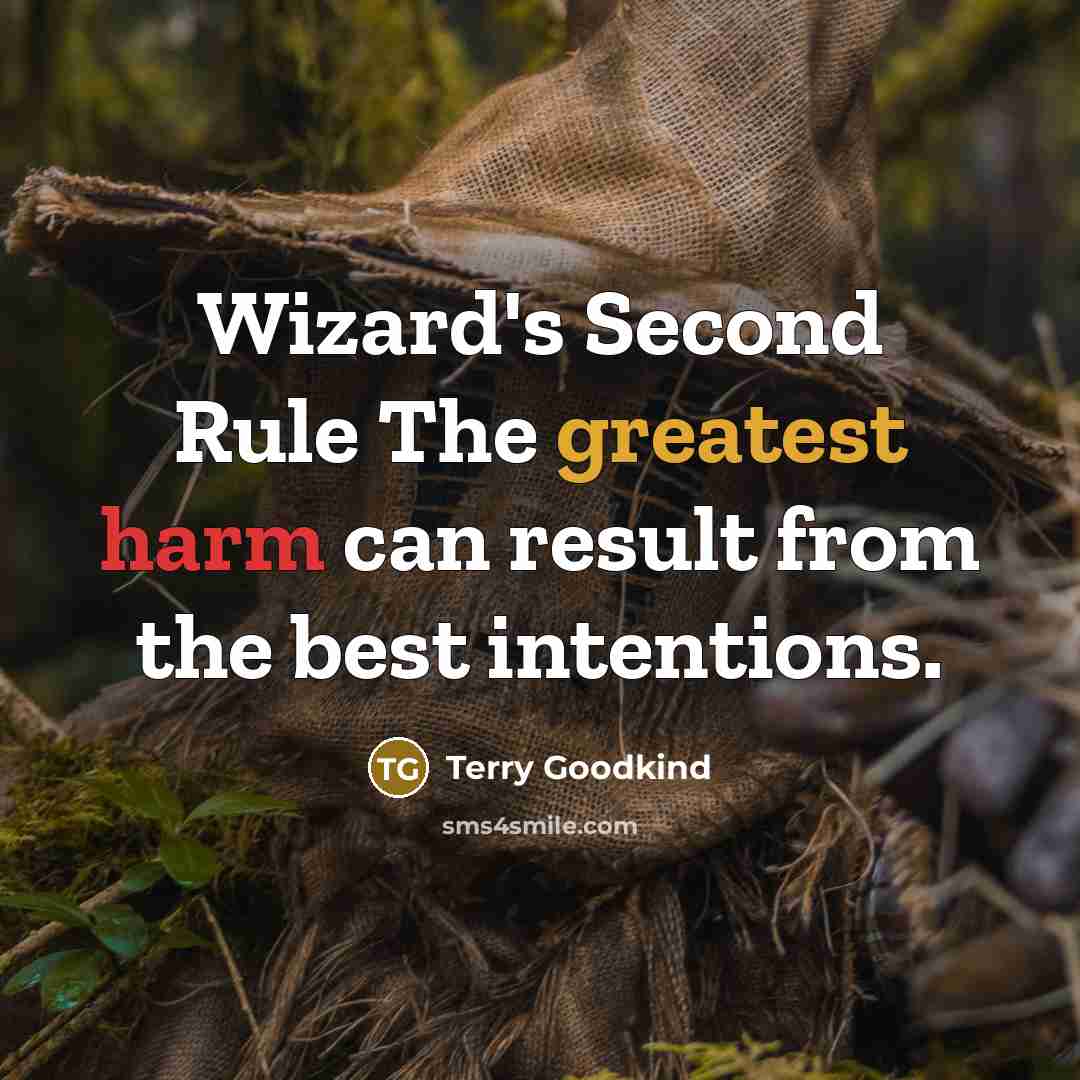 “Wizard's Second Rule The greatest harm can result from the best intentions.” quote by Terry Goodkind