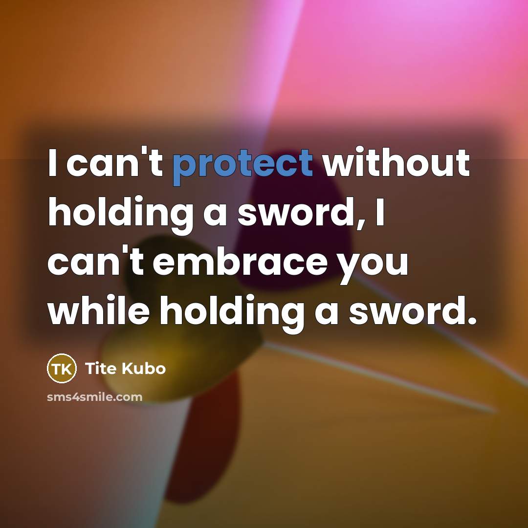 “I can't protect without holding a sword, I can't embrace…” quote by Tite Kubo