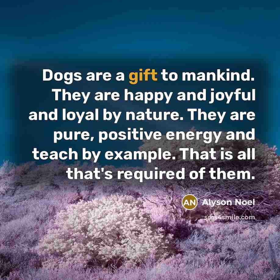 “Dogs are a gift to mankind. They are happy and…” quote by Alyson Noel