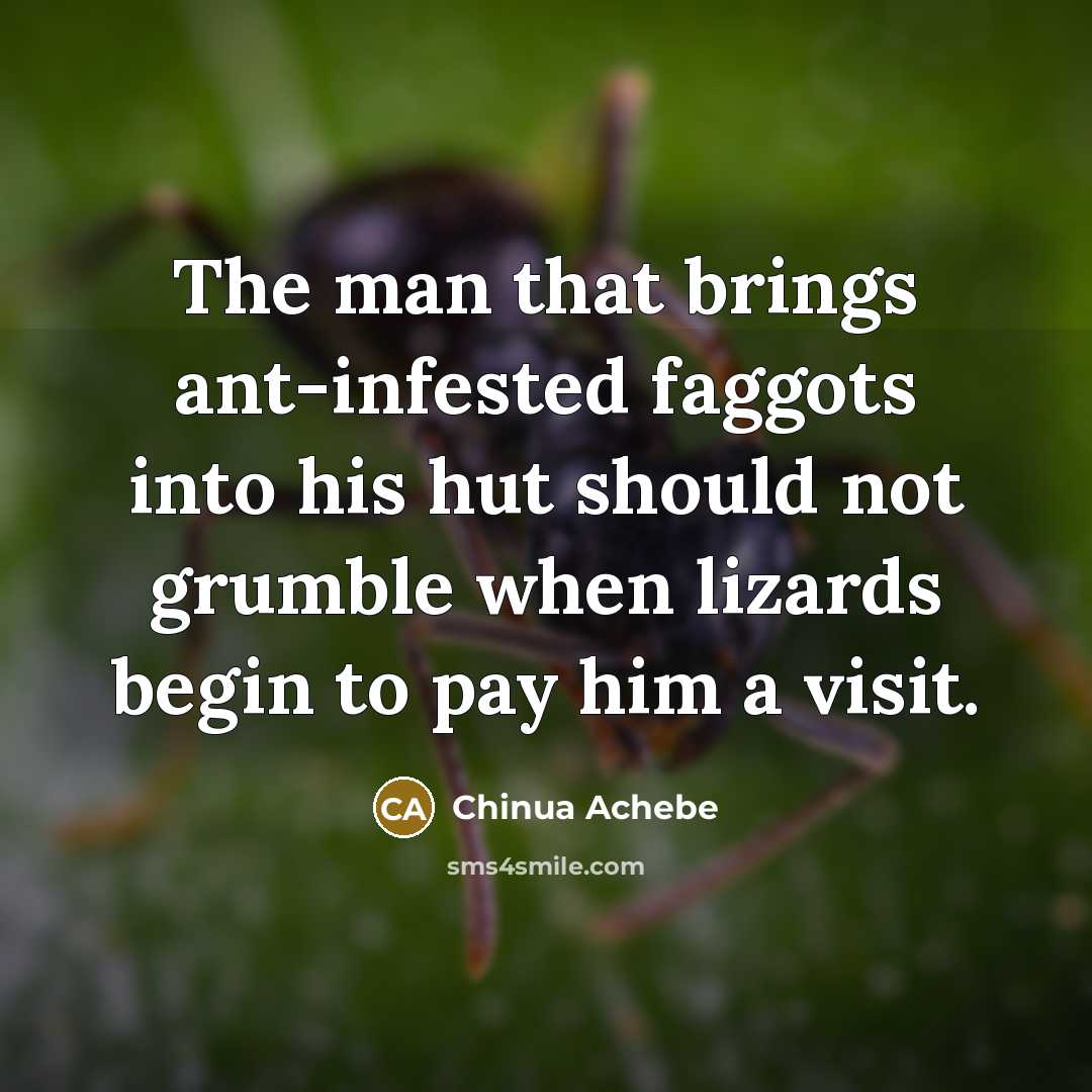 “The man that brings ant-infested faggots into his hut should…” quote by Chinua Achebe