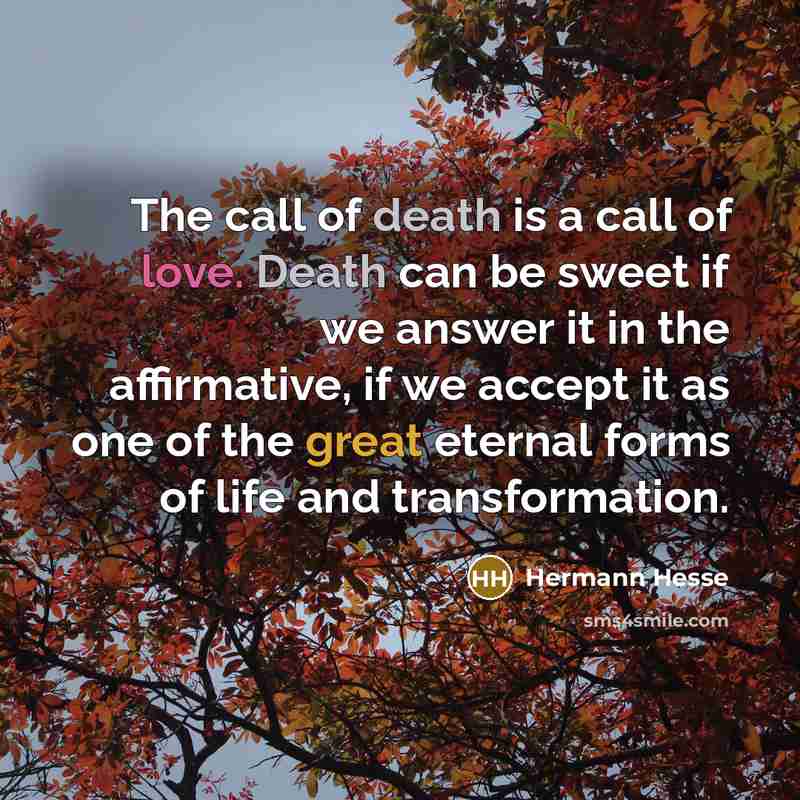 “The call of death is a call of love. Death…” quote by Hermann Hesse