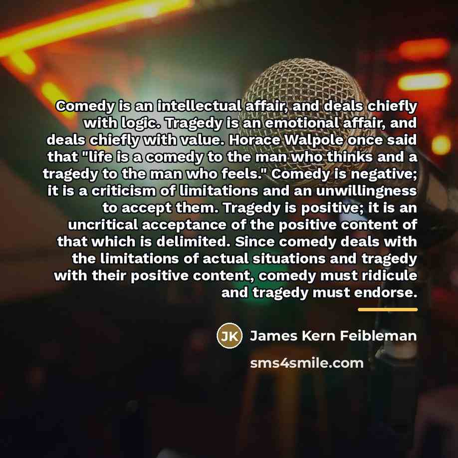 “Comedy is an intellectual affair, and deals chiefly with logic.…” quote by James Kern Feibleman