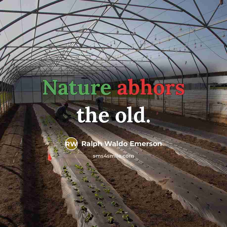 “Nature abhors the old.” quote by Ralph Waldo Emerson