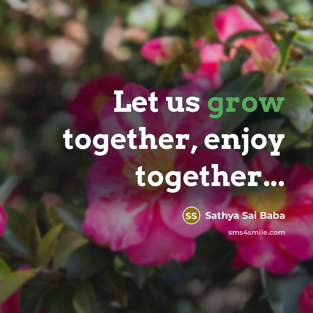 “Let us grow together, enjoy together...…” quote by Sathya Sai Baba