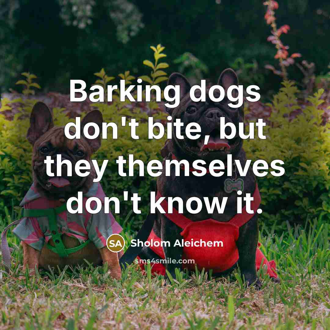 “Barking dogs don't bite, but they themselves don't know it.” quote by Sholom Aleichem