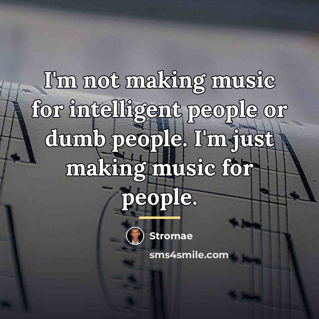 “I'm not making music for intelligent people or dumb people.…” quote by Stromae