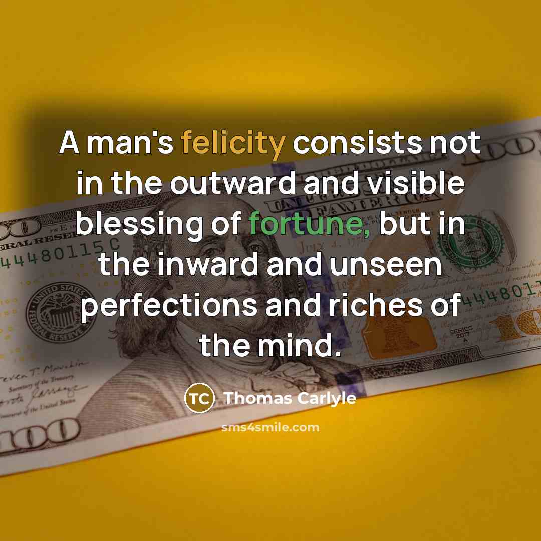 “A man's felicity consists not in the outward and visible…” quote by Thomas Carlyle