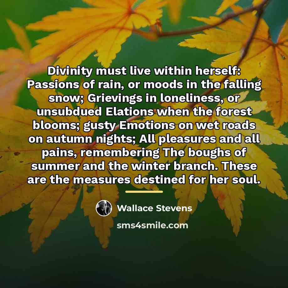 “Divinity must live within herself: Passions of rain, or moods…” quote by Wallace Stevens