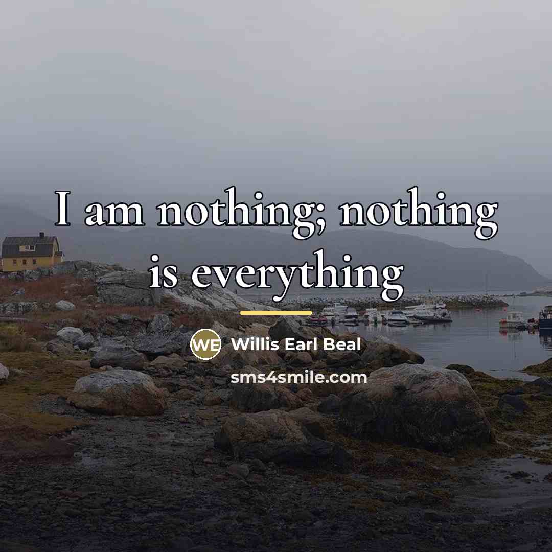 “I am nothing; nothing is everything…” quote by Willis Earl Beal