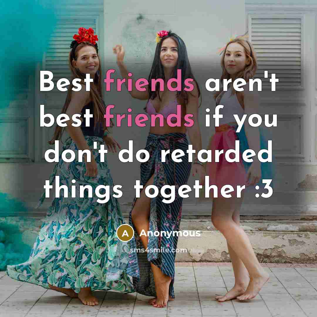 “Best friends aren't best friends if you don't do retarded things together :3” quote by Anonymous