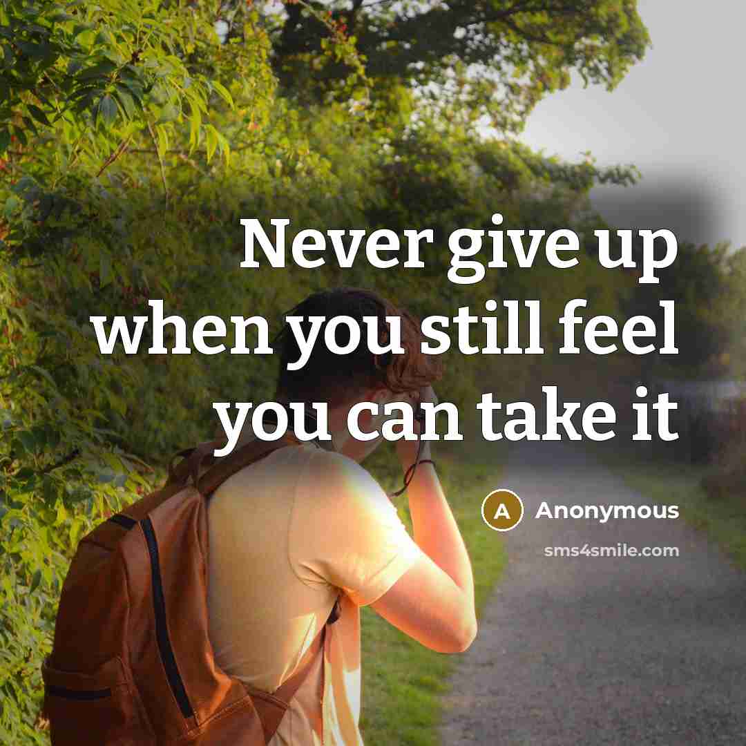 “Never give up when you still feel you can take…” quote by Anonymous