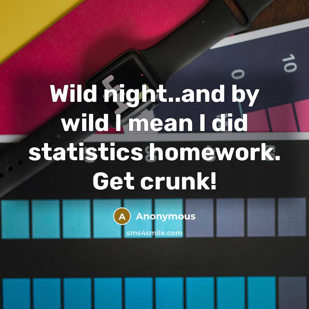 “Wild night..and by wild I mean I did statistics homework.…” quote by Anonymous