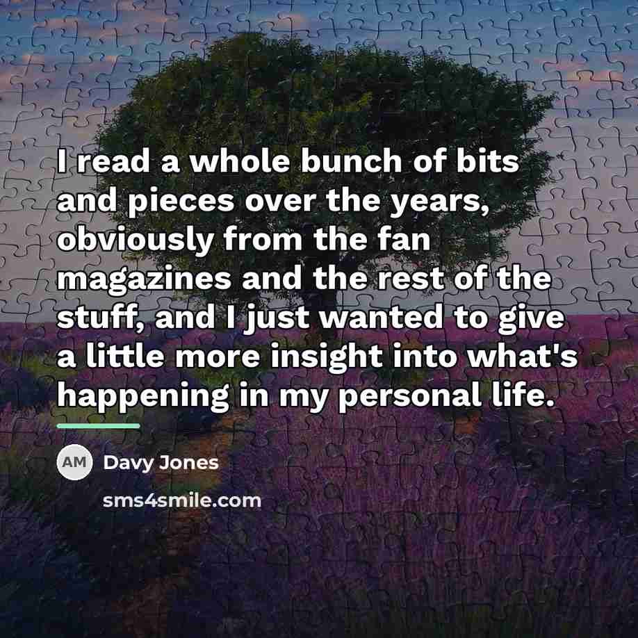 “I read a whole bunch of bits and pieces over…” quote by Davy Jones